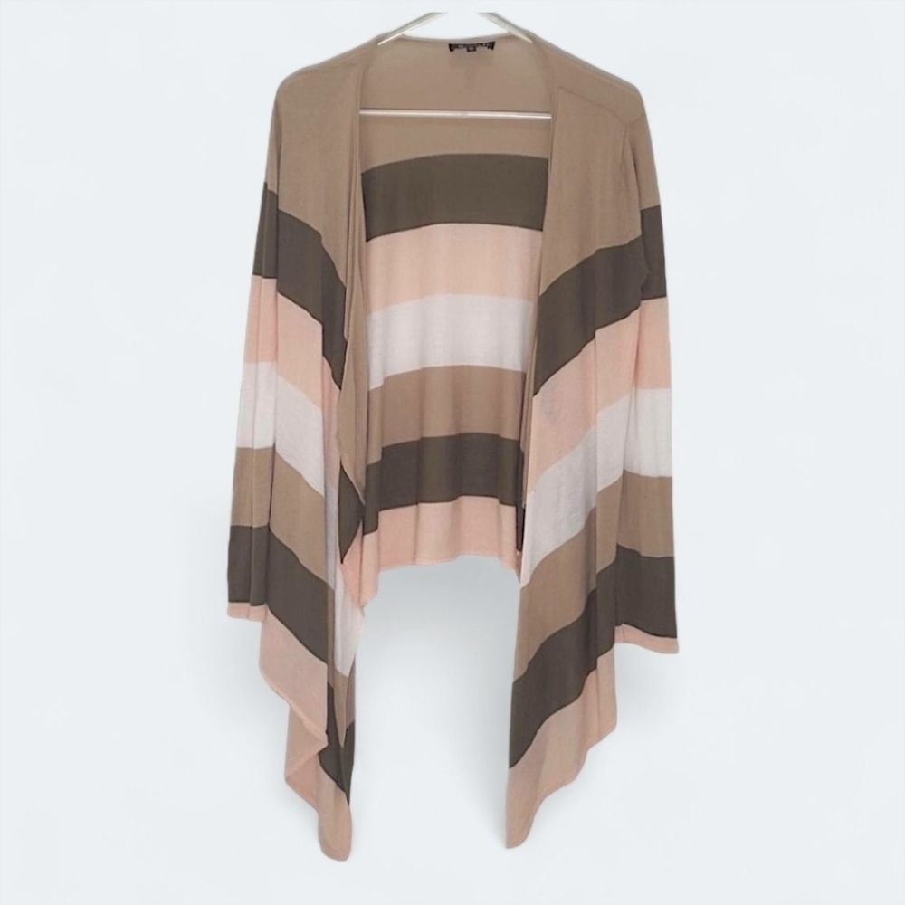 ii Sisters Color Block Striped Long Open Front Cardigan Size S